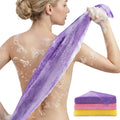 African Bath Sponge African Net Long Net Bath Sponge Exfoliating Shower Body Scrubber Back Scrubber Skin Smoother,Great for Daily Use (Purple,Yellow,Pink) ，3 Pack - color: Purple,yellow,pink