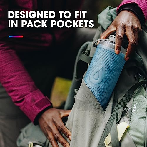 HydraPak Flux - Collapsible Backpacking Water Bottle (750ml, 1L, 1.5L) - BPA Free, Ultra Light, Spill-Proof Twist Cap - color: Tahoe Blue, style: 750ml/25oz