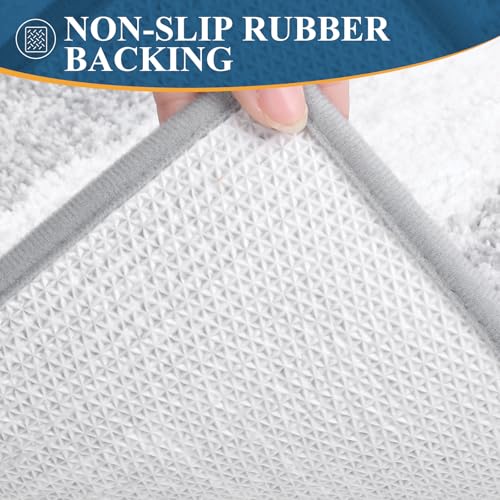 Bsmathom Bathroom Rugs Sets 3 Piece, Non-Slip Absorbent Bath Mats, Plush Shaggy Microfiber Bath Rug with U-Shaped Contour Toilet Mat Machine Washable, Light Grey - color: Light Grey, size: 18"x26"+18"x48"+U Shape 20"x24"