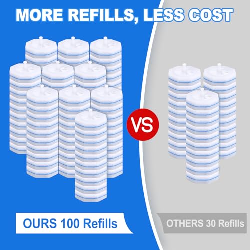 100 Count Disposable Toilet Brush,Toilet Cleaner Wand Refills Compatible with Most Toilet Brushes- No Falling Apart, Fresh Fragrance，4X Cleaning Power，Bathroom Cleaning. - size: 1 Count (Pack of 100)