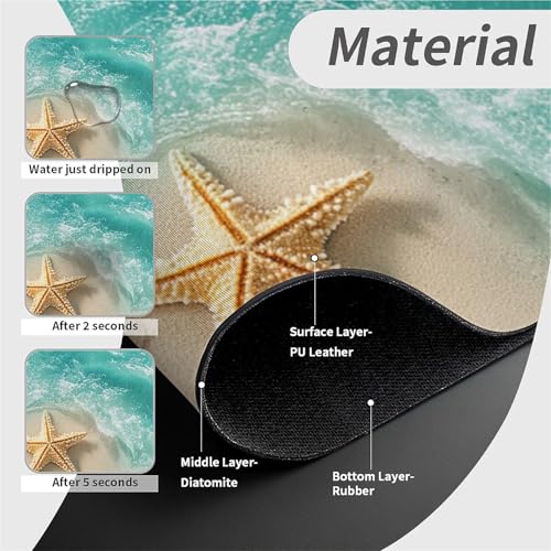 Faucet Fast Absorbent Pad - Beautiful Beach With Starfish And Shells Drying Pad, Suitable For Kitchen, Bathroom, Island And Other Scenes - color: Beautiful beach with starfish and shells