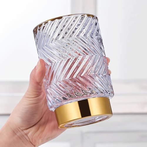 Makeup Brush Holder Organizer,Toothbrush Holders,Desk Pen Pencil Holder,Multifunctional Vintage Glass Brush Cup（A40-9-US） - color: Light Purple