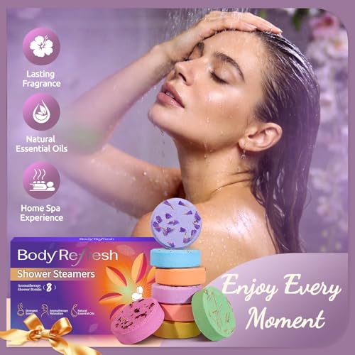 Shower Steamers Aromatherapy - 8 Pack Shower Bombs with Essential Oils, Gifts for Mom Wife, Birthday Gifts for Women Self Care Relaxation Home SPA Teacher Appreciation Gift - color: Purple