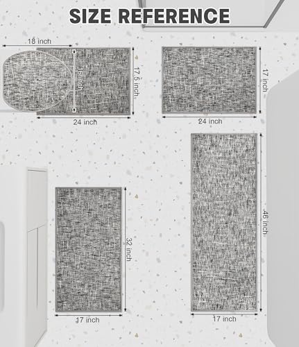 YIHOUSE Bathroom Rugs Sets 5 Pieces, Ultra Thin Non Slip Washable Bath Mat Sets, Absorbent Quick Dry Bath Mats for Bathroom Floor, Grey - color: Grey, size: 5 pieces