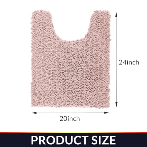 Walensee Bathroom Contour Rug Non Slip Toilet U Shaped Bath Mat (20x24, Dusty Pink) Water Absorbent Super Soft Shaggy Chenille Machine Washable Dry Extra Thick Perfect Absorbant Best Plush Carpet - color: Dusty Pink, size: 20"x24" Contour Rug