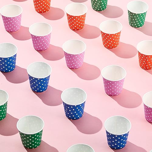 600 Pack 3 oz Paper Cups for Bathroom, Small Mouthwash Cups, Disposable Mini Bathroom Cups, Cold Beverage Drinking Cup for Water Coolers, Party, Home and Office(Dots) - color: JP-3-ZB02-600-BD