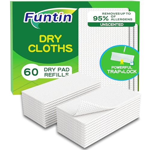 Funtin Thickened Mop Pads for Swiffer Sweeper, Unscented Disposable Mopping Cloths, Dry & Wet Use for Dirt, Dust, Hair, Home, Bathroom, Kitchen (60ct) - color: 60ct