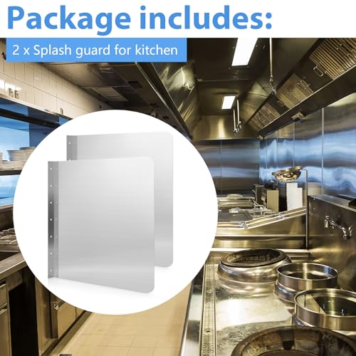 Therwen 2 Pcs Stainless Steel Side Splash Guard for Sink 20 x 20 Inch Wall Mount Guard with Screws Commercial Restaurant Hand Sink and Compartment Prep Sink Kitchen Sink Splash Protector Supply - size: 20 x 20 Inch