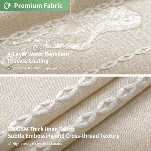 eachope Boho Farmhouse No Hook Shower Curtain Set with Snap-in Fabric Liner,Heavy-Duty Linen Textured Rustic Striped Design,Water-Repellent with Tassels and Sheer Window,Cream/Beige,71x74 - color: Cream, size: 71"W x 74"L (Pack of 1)
