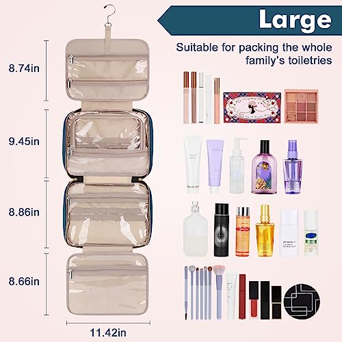 Wedama Toiletry Bag for Women, Large Cosmetic Travel Bag, Hanging Toiletry Bag for Bathroom, Thickened PVC Waterproof Makeup Bag, Toiletries Bag for Travel Business Trips and Camping, Dark Blue - color: Til Blue, size: Large, style: Minimalist