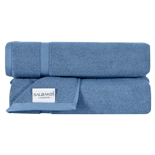 SALBAKOS 100% Turkish Cotton Bath Mat Set 2-Piece - 20x34 inch, Hotel & Spa Collection, Soft, Absorbent, Long Lasting, Durable Bathroom Rugs | Made in Turkey (Blue, 2 Bath Mats) - color: Blue, size: 2 Bath Mats