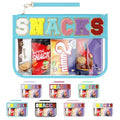 Snack Bag for Travel & Makeup - Clear Chenille Letter Zipper Pouch, Waterproof Cosmetic Tote Bag for Women & Girls (Blue) - color: Blue