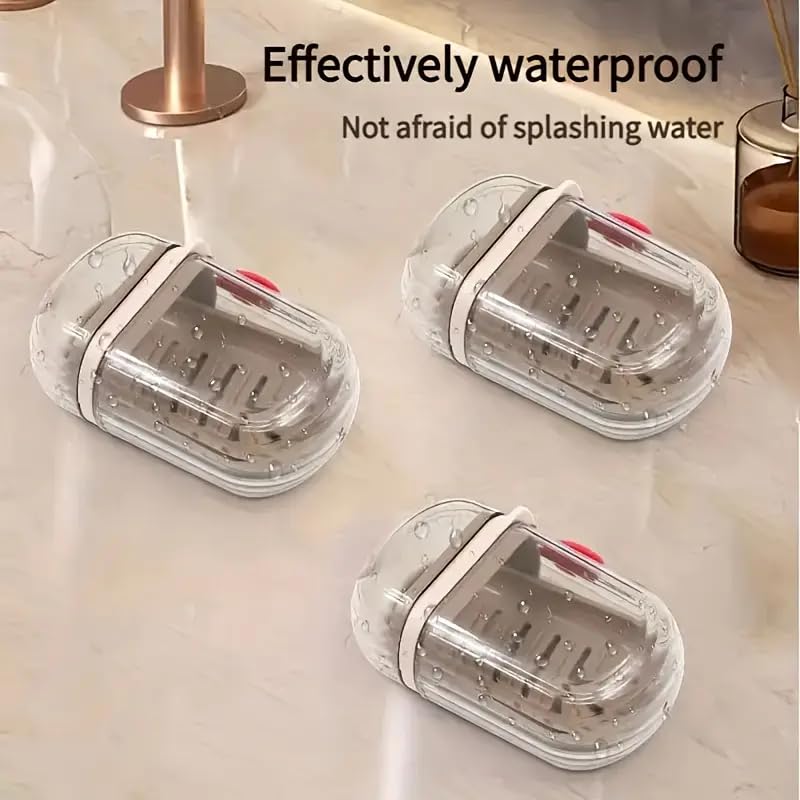 1pc Portable Soap Box with Lid, Sealed Drainage Design PET Material, ldeal for Travel & Outdoor Leisure -Mini Storage Soap Holder for Camping, Hiking, Outdoor Personal Care Hygiene