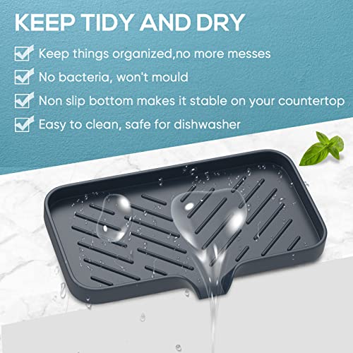 Kitchen Soap Tray,Kitchen Sink Tray Sponge Tray Kitchen Sponge Holder Self Draining Premium Silicone Soap Holder for Bathroom Kitchen Counter Sink Caddy Organizer for Dish Soap Bottle,Soap Dispenser - color: Trbk