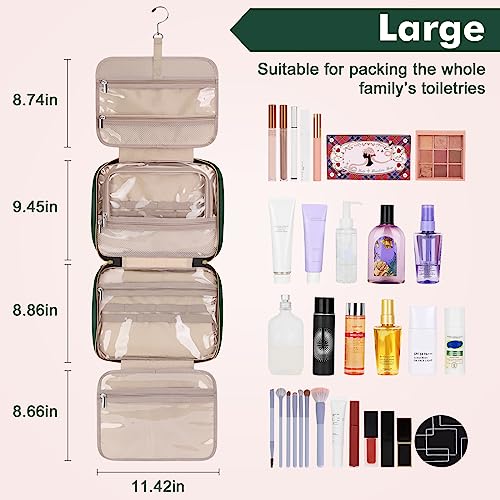 Wedama Toiletry Bag for Women, Large Cosmetic Travel Bag, Hanging Toiletry Bag for Bathroom, Thickened PVC Waterproof Travel Makeup Bag, Toiletries Bag for Travel Business Trips and Camping - color: Dark Green, size: Large, style: Minimalist