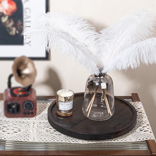 Wood Lazy Susan Organizer Kitchen Turntable for Cabinet Farmhouse Bathroom Decor Round Decorative Tray for Vanity, Counter, Sink, Coffee Table, 10 Inch, Dark Brown - color: Dark Brown, size: 10“