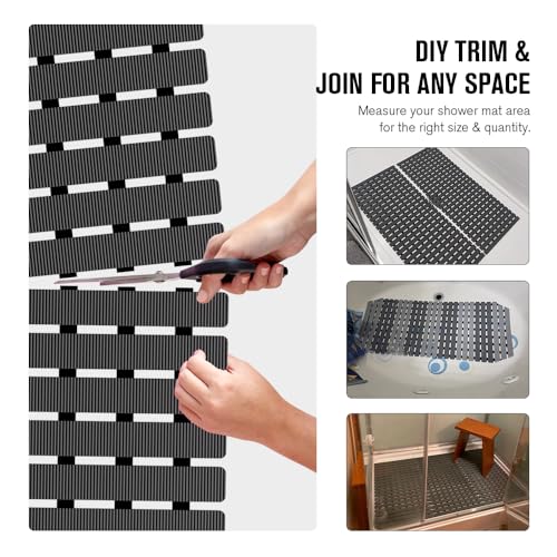 MBOSS Bath Tub Shower Mat Non Slip Bathtub Mats for Bathroom Shower Floor Mat Bath Mats for Shower Tub Anti Slip Shower Mat with Drain Hole and Large Suction Cups (Black, 27.5 X 15.7 Inch) - color: Black, size: 27.5" x 15.7" (Rectangular)