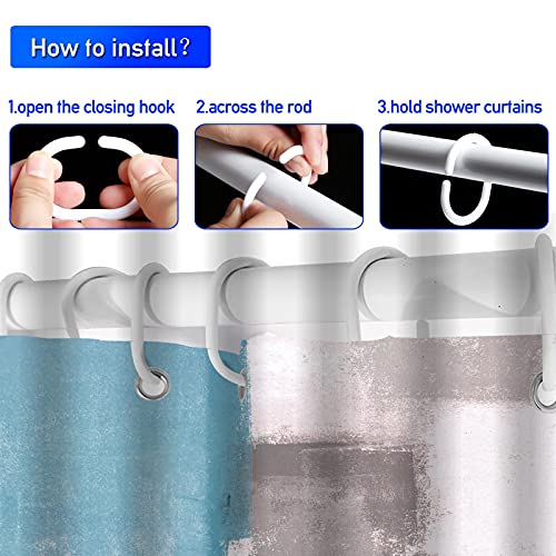 Lnond 4Pcs Bathroom Shower Curtain Sets with Rugs,Sky Blue and Grey White Abstract Painting Bathroom Sets with Shower Curtain and Rugs and Accessories - color: Sky Blue