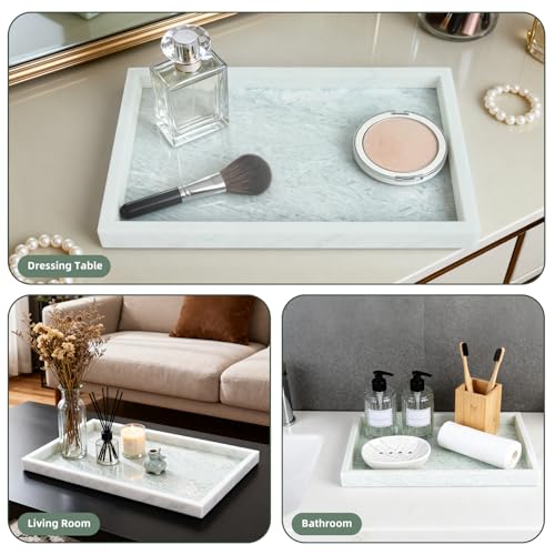 Yew & Tulip Natural Marble Vanity Tray, Luxury Stone with Light Green Textures Serving Tray for Bathroom, Kitchen, Vanity, Home Decor, Wedding etc. (12" x 8" x 1.2") - color: Ming Green