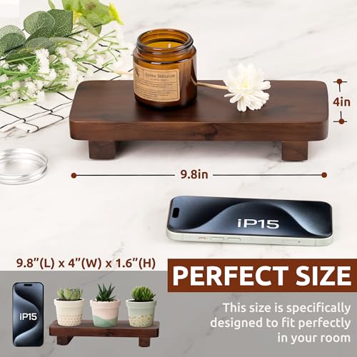 DEMIGO Soap Stand & Riser, Dark Brown Acacia Wood Bar Soap Tray, 9.8 x 4 in | 100% Solid Wood Rectangle Countertop Display for Candle, Plant, Kitchen & Bathroom Counter, Farmhouse Decor, Sink & Vanity - color: Dark Brown