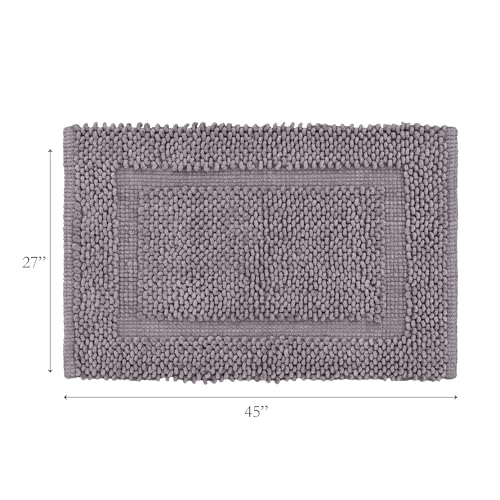 Jean Pierre New York 100% Chenille Cotton Skid Resistant Plush Bath Mat - 27"x45" Bathroom Rug - Charcoal Grey - color: Charcoal Grey, size: 2'3" x 3'9" (Rectangular)