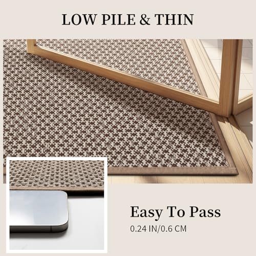 YIHOUSE Thin Bath Mat Khaki Bathroom Rugs Sets 2 Pieces, Non Slip Absorbent Mats Quick Dry, Woven Rugs Washable, Tapetes para Baño for Bathroom Toliet,Bathtub(17"x24"+17"x32") - color: Khaki, size: 2Pieces(17"x24"+17"x32")