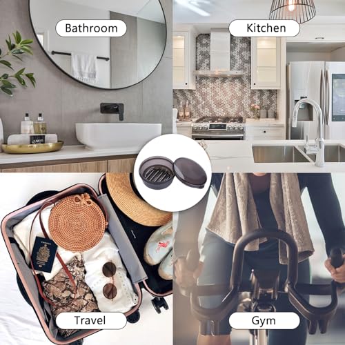 Travel Soap Container, Round Soap Case with Cover, Portable Bar Soap Holder | Leakproof Shampoo Bar Holder with Drainage Tray for Shower, Bathroom, Travel, Camp (Transparent Black) - color: Transparent Black