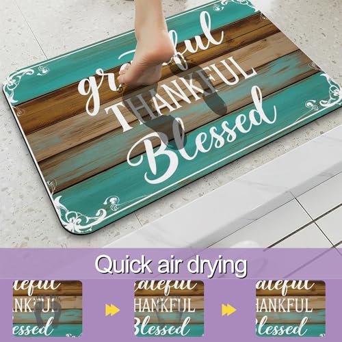 Blessed Bathroom Rugs, Fast-Absorbing Bath Mat, Quick-Dry Non-Slip Thin Rug for Bathroom Floor Kitchen 17"x30" - color: Blessed