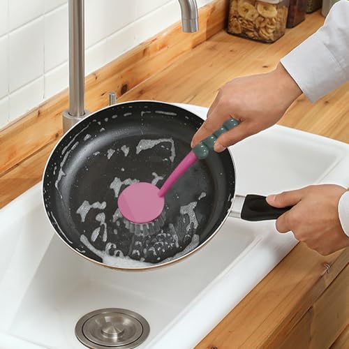 6 PCS Cleaning Brush, Scrub Brush Set for Kitchen and Bathroom Household Use with Various Brushes for Cleaning Dishes, Tiles, Corners and Floors Color Purple - color: Purple