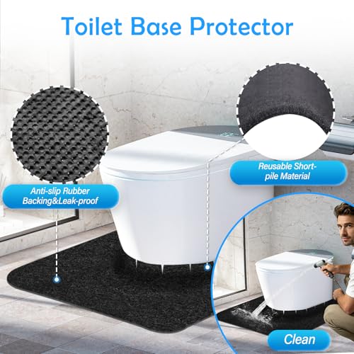 4 Pack Toilet Mats,Upgrade Toilet Floor Protector from Urine,Toilet Rugs U Shaped Washable,Toilet Mats for Bathroom,Around Toilet Floor Protector,Potty Training Mats for Bathroom