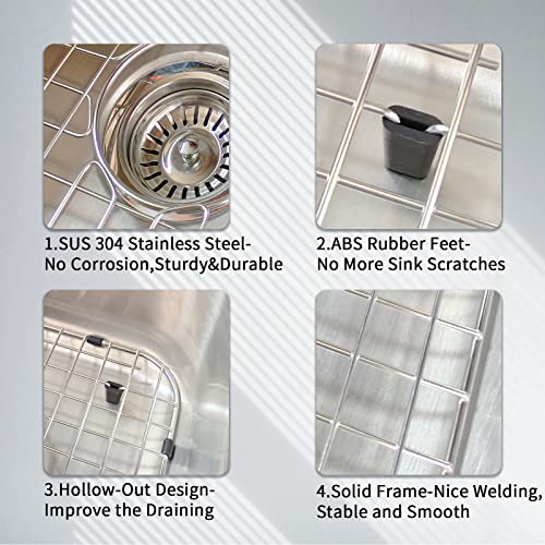 Kitchen Sink Grid 18-7/8" x 13-3/4"- Heavy Duty Kitchen Sink Protector with Built-in Strainer & Center Drain, Non-Slip Rubber Feet & Scratch Resistant Bottom Guard - size: 18.87 in x 13.62 in, style: Center Drain
