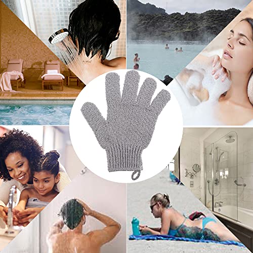 Bath Exfoliating Gloves - 2 Pairs of Lengthened and Large Scrubbing Gloves for Shower, Spa, and Massage - Perfect for Exfoliating Body, Face, Hands, and Feet(2 paris gary) - color: 2 pairs gray