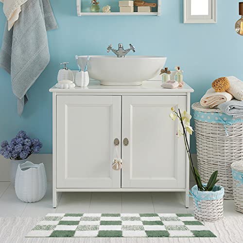 CozeCube Bath mats for Bathroom Non Slip, Fluffy Absorbent Microfiber Bath mat Washable, Aesthetic Bathroom Rugs, Cute Sage Green Checkered Bath mat, Sage Green, 32" x 20" - color: Checkered-sage Green, size: 2'8" x 1'8" (Rectangular)