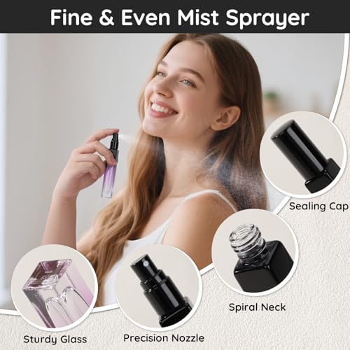 Segbeauty 0.34oz Mini Travel Spray Bottle, 10Pcs Glass Refillable Atomizer Spray Bottle for Perfume, 10ml Empty Perfume Atomizer Fine Mist, Portable Travel Cologne Sprayer with Refill Tool - color: Purple Amber Blue Red Green, style: Bulk Mini Bottles
