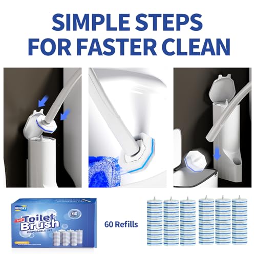 60pc Refills Disposable Toilet mats Brush Cleaning System, Toilet Cleaning Brush, 60 Replacement Brush Heads, No Handle or Base，Toliet Wand Refills,Toilet Bowl Clean Refill Pads,Toilet Scrubber Refill - style: 60 refflls（Without handle）