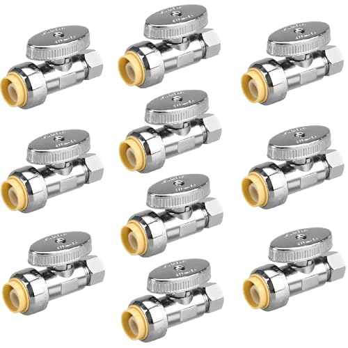 10pcs Straight Stop Valve, 1/2" PTC Input, 3/8" OD Compression Output | for Kitchen, Faucet, Toilet Valves - size: 10×Straight