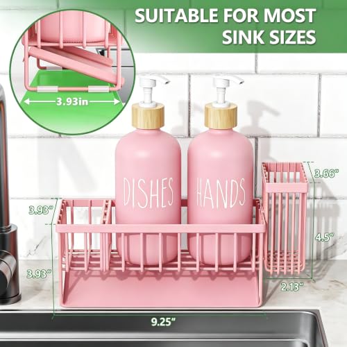 soap Dispenser (Pink Sponge Holder + Pink Bottle) - color: Pink Sponge Holder + Pink Bottle