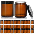 KEYWING 30Pack Amber Glass Jars with Black Lids, 8 oz Empty Cosmetic Jars with Inner Liners, Round Lotion Containers for Cream, Powders and Ointments - color: Amber, size: 8oz-30Pack