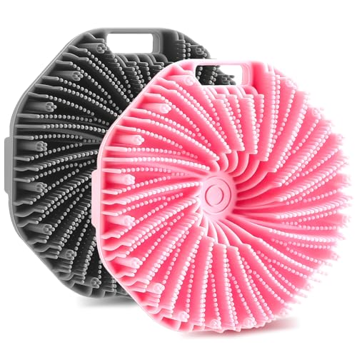 2Pcs Silicone Body Scrubber,Food-Grade Scrubbies for Body Gentle Exfoliation Anti Slip Grip,Silicone Loofah Silicones Shower Scrubber Silicones Body Brush,Shower Brush Suitable for All Skin Types