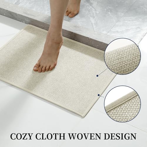 YIHOUSE Beige Bathroom Rugs Sets 4 Piece, Quick Dry Thin Bath Mat with Toilet Rug, Non Slip Absorbent Machine Washable, Bath Runner Rugs for Bathtub Sink Home Decor - color: Beige, size: 4 pieces