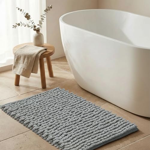 Cotton Polyester Popcorn Bath Rug 17"x24" SAGE Green – 100% Cotton Scalloped Bath Mat, Anti Skid, Soft & Absorbent Bathroom Rug for Shower, Tub & Entryway - color: Sage Green- Popcorn, size: 1'5" x 2' (Rectangular)