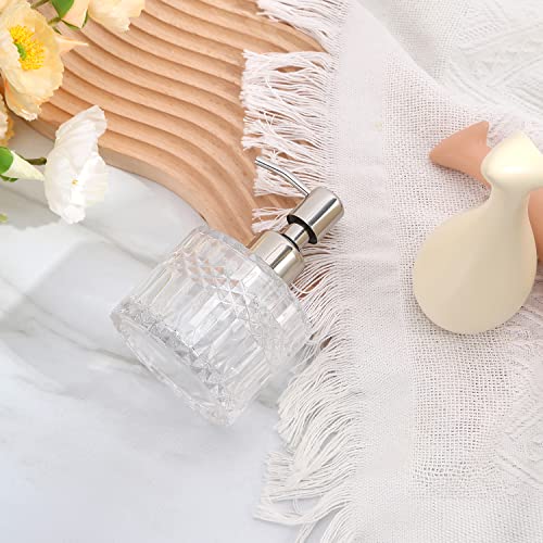 YunNasi Soap Dispenser with Stainless Steel Pump, Clear Crystal Design, Vintage and Elegant, Refillable Liquid Hand Soap Dish Soap Dispensers for Bathroom Counter, Kitchen Sink (Style 5) - color: Style 5