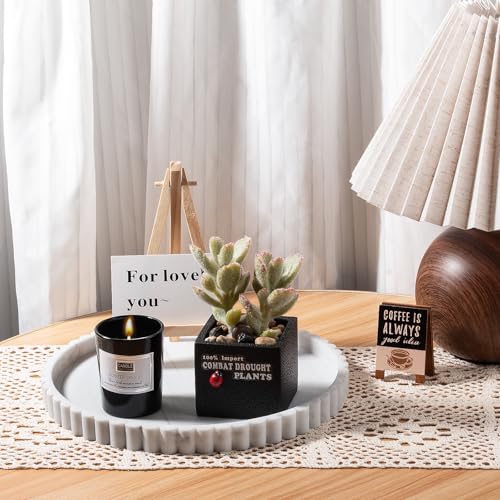 Round Bathroom Tray Silicone Kitchen Counter Decor Vanity Organizer Decorative Coffee Table Tray for Perfume, Candle, Soap Dish, 9 Inch, Marble - color: Marble Gray, size: 9"