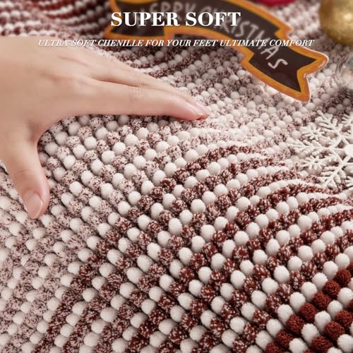 Bathroom Rugs and Mats Sets, 2 Piece Thick Absorbent Chenille Bath Mat Rug Set Non Slip, Soft Shaggy Bath Room Floor Mats for Bathroom, Machine Washable (Burgundy Red, 20" x 32" Plus 16" x 24") - color: Burgundy Red, size: 20" x 32" Plus 16" x 24"