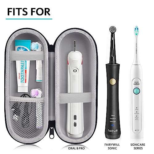 Sopito Electric Toothbrush Travel Case, Hard Storage Case with 6pcs Cover Caps, Fits for Oral-B/Oral-B Pro/Philips Sonicare Electric Toothbrush, Black - color: Black