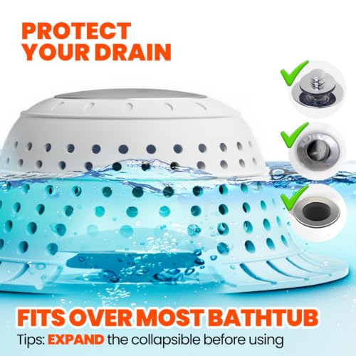 Shower Drain Hair Catcher - Bathtub Drain Cover Foldable Silicone，Shower Drain Protector for Pop-Up and Regular Drains of Shower,Tub, Bathroom, Sink,Grey - color: Gray