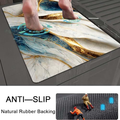 Bath Mat Rug,Abstract Blue and gold marble Non Slip Quick Dry Super Absorbent Thin Bathroom Rugs Fit Under Door-Easy to clean Bathroom Floor Mats-Shower Rug for Shower Sink Bathtub(17" x 27.5"In) - color: Abstract Blue and Gold Marble, size: 1'5" X 2'4" (
