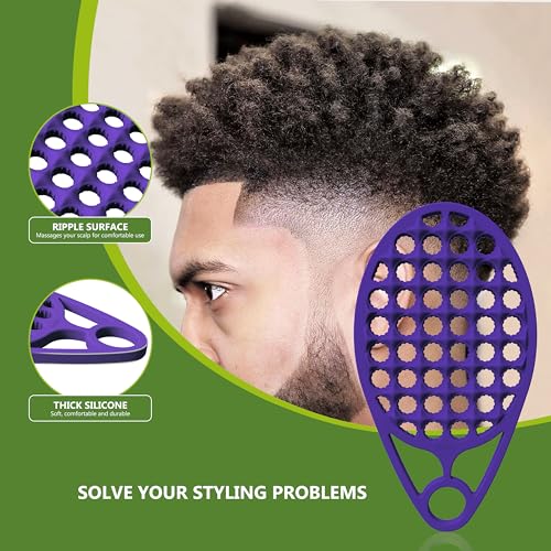 KOUPA Silicone Afro Twist Brush with Pick Comb - Easy Clean Dual-Sided Design with Textured Holes for Defined Afro Curls, Suitable for Coily Hair Men & Women, Purple - color: Purple
