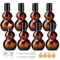 Essential Oil Roller Bottles, 30ml Amber Gourd Shaped Glass Roller Bottles with Stainless Steel Roller Ball, for Travel,Perfume (Amber-Black Cap, 30ML) - color: Amber-Black Cap, size: 30ML