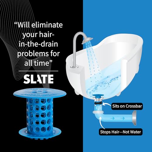 TubShroom Bathtub Drain Hair Catcher – In-Drain Tub Strainer & Clog Prevention Protector, Fits Standard 1.4”–1.75” Tub Drains, Easy Clean, Captures Human & Pet Hair out of Sight (Blue) - color: Blue